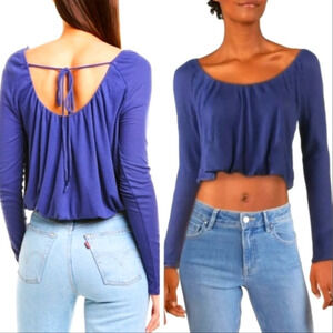 We The Free Bondi Long Sleeve Waffle Knit Thermal Top Balloon Hem Size Medium